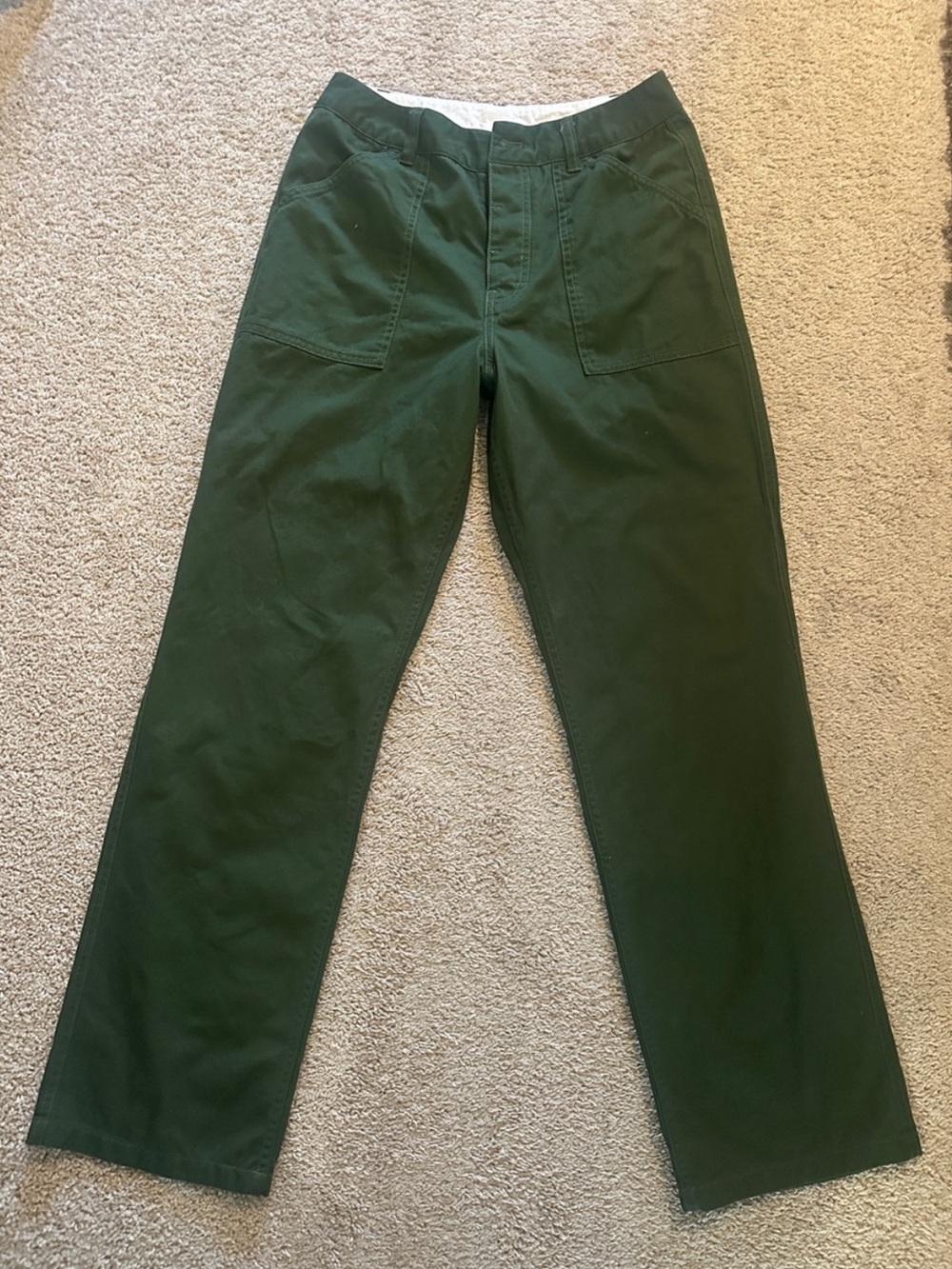 Topo Designs Olive Green Flap Back Pocket Straight Leg Pants